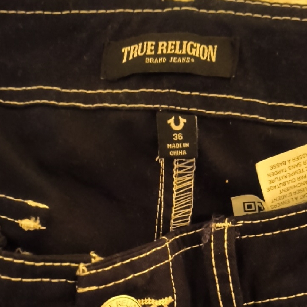 True Religion Dark Denim Jeans with Contrast Stitching